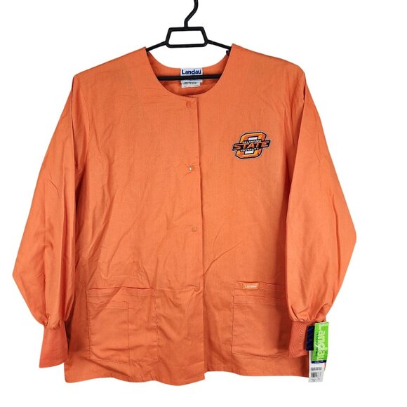 Landau Oklahoma State University Orange Scrub Lab Jacket Long Sleeve Size 2XL - Picture 1 of 10